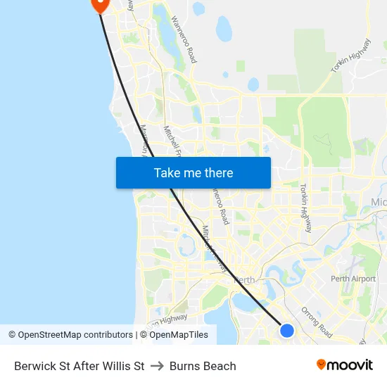 Berwick St After Willis St to Burns Beach map