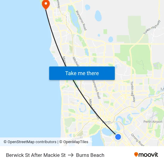 Berwick St After Mackie St to Burns Beach map