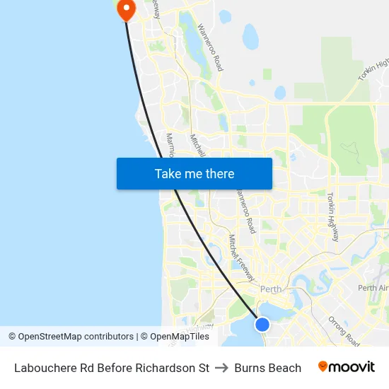 Labouchere Rd Before Richardson St to Burns Beach map