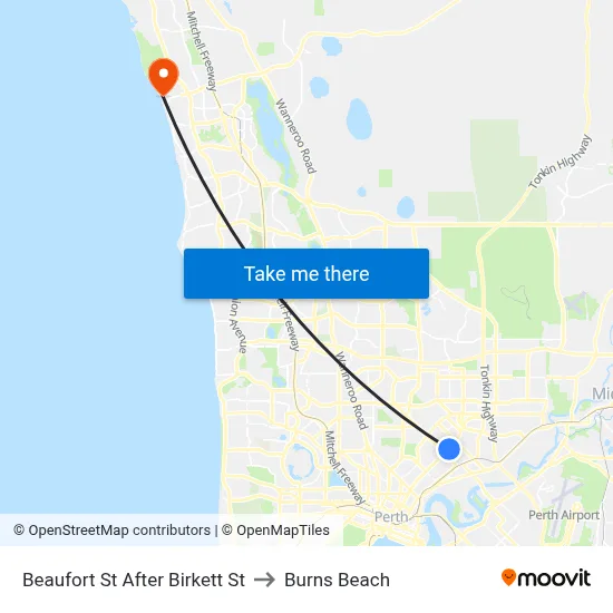 Beaufort St After Birkett St to Burns Beach map