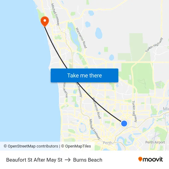 Beaufort St After May St to Burns Beach map