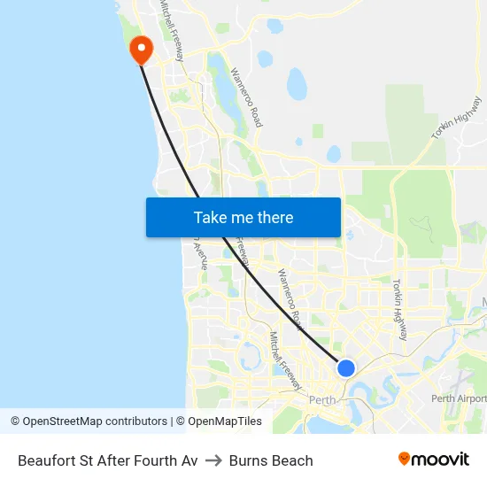 Beaufort St After Fourth Av to Burns Beach map