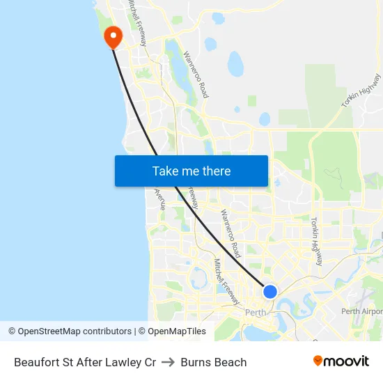 Beaufort St After Lawley Cr to Burns Beach map