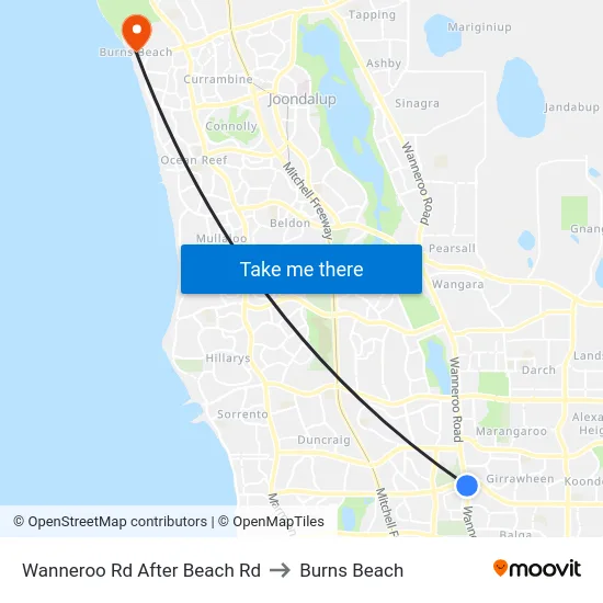 Wanneroo Rd After Beach Rd to Burns Beach map