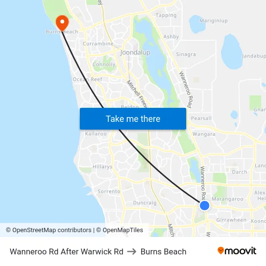 Wanneroo Rd After Warwick Rd to Burns Beach map