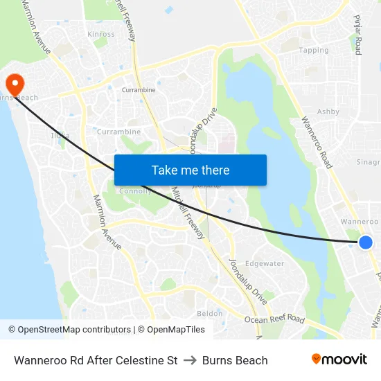 Wanneroo Rd After Celestine St to Burns Beach map