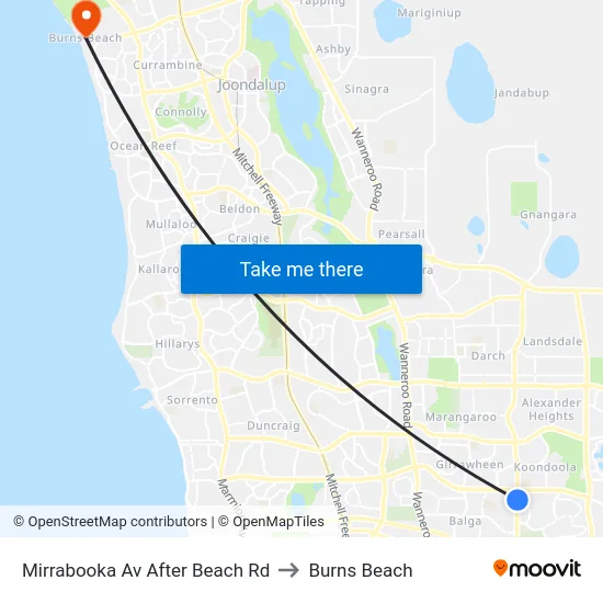 Mirrabooka Av After Beach Rd to Burns Beach map