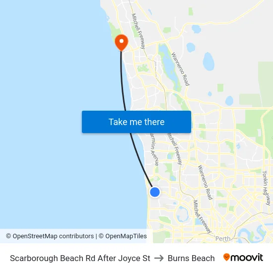 Scarborough Beach Rd After Joyce St to Burns Beach map