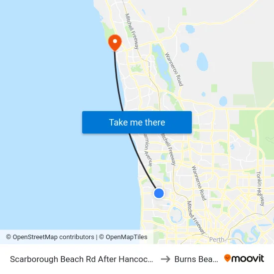 Scarborough Beach Rd After Hancock St to Burns Beach map