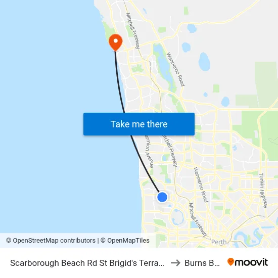 Scarborough Beach Rd St Brigid's Terrace Cat Id 29 to Burns Beach map