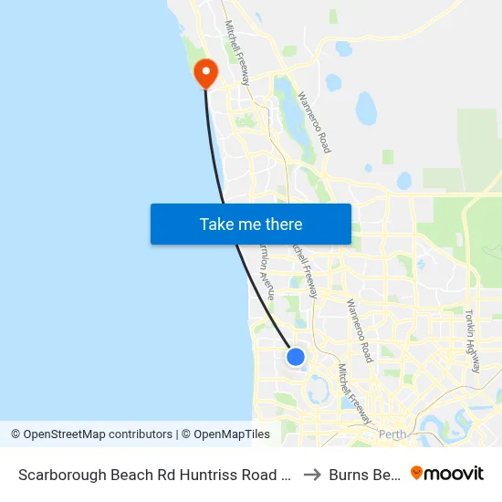 Scarborough Beach Rd Huntriss Road Cat Id 31 to Burns Beach map