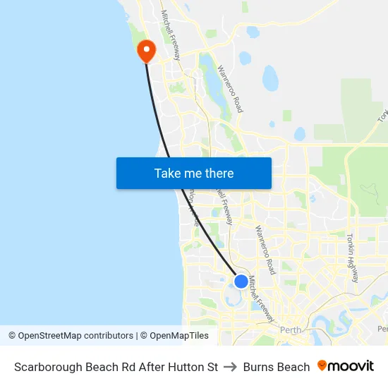Scarborough Beach Rd After Hutton St to Burns Beach map