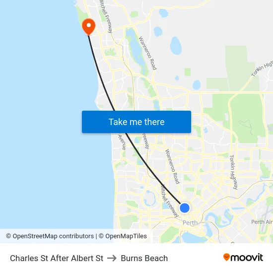 Charles St After Albert St to Burns Beach map