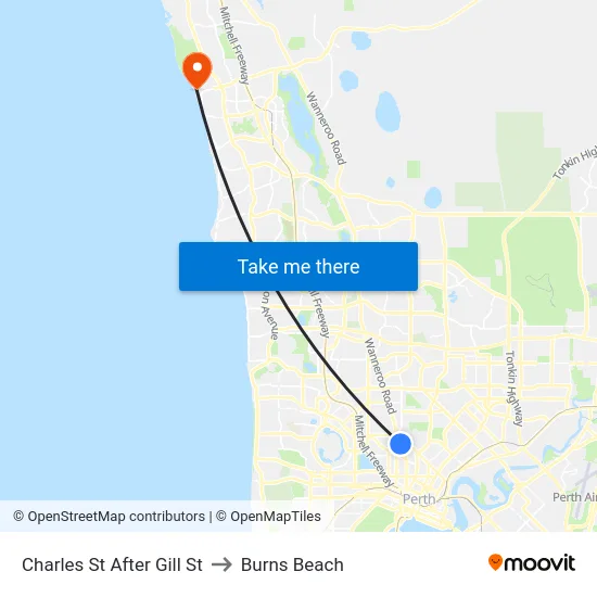 Charles St After Gill St to Burns Beach map