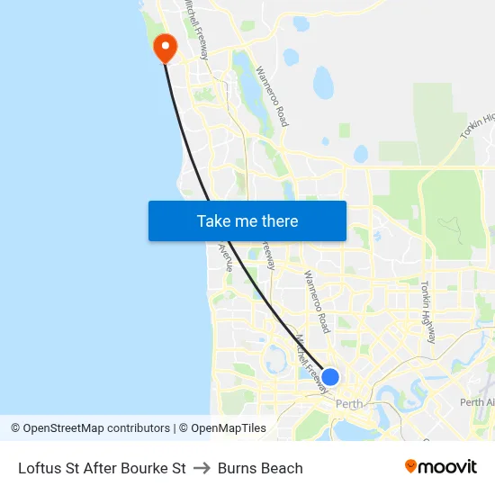 Loftus St After Bourke St to Burns Beach map