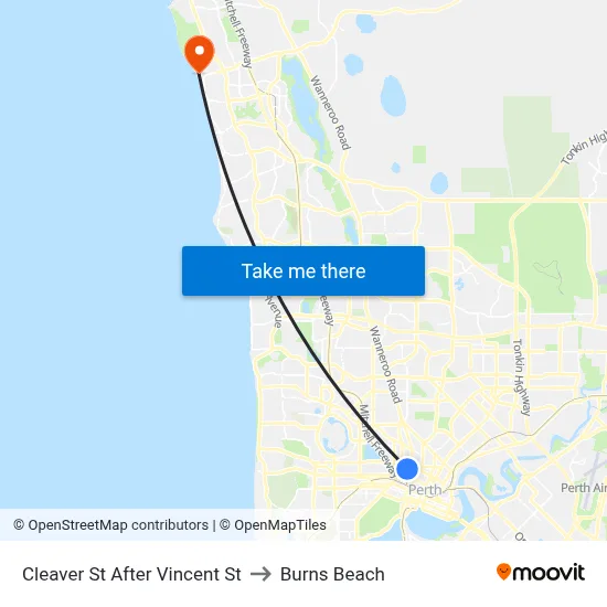 Cleaver St After Vincent St to Burns Beach map