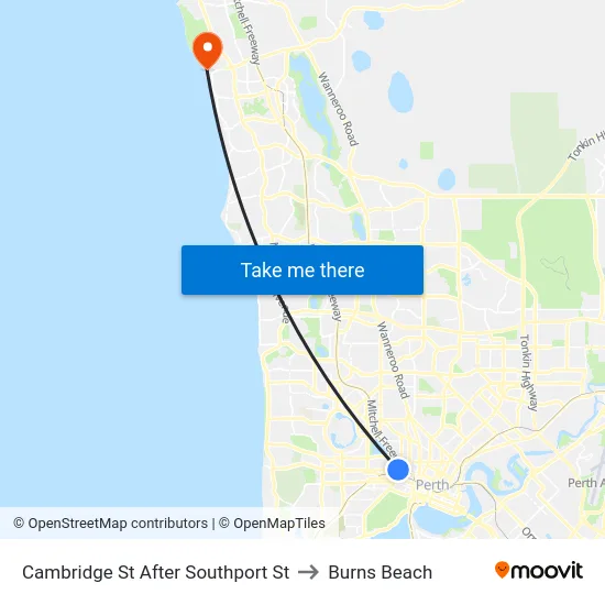 Cambridge St After Southport St to Burns Beach map