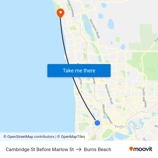 Cambridge St Before Marlow St to Burns Beach map