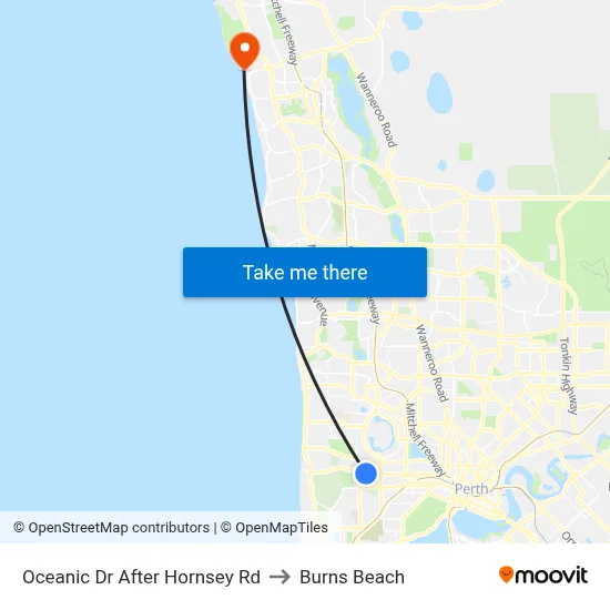 Oceanic Dr After Hornsey Rd to Burns Beach map
