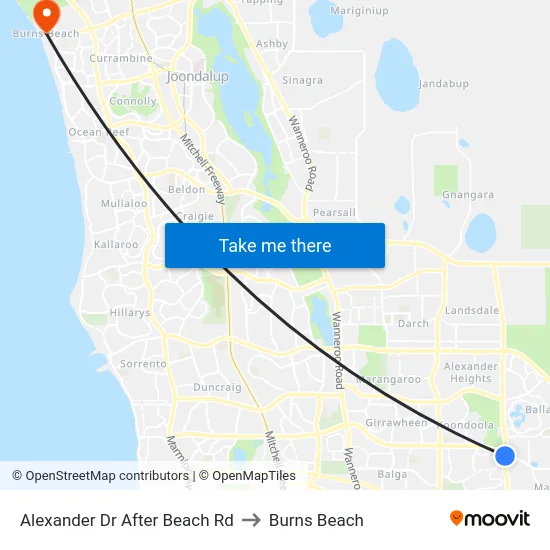 Alexander Dr After Beach Rd to Burns Beach map