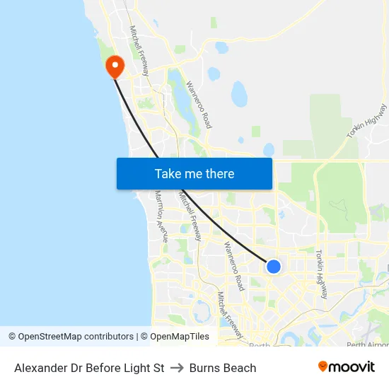 Alexander Dr Before Light St to Burns Beach map