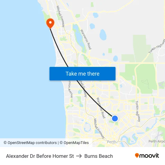 Alexander Dr Before Homer St to Burns Beach map
