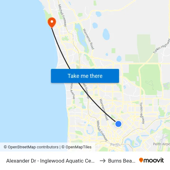 Alexander Dr - Inglewood Aquatic Centre to Burns Beach map