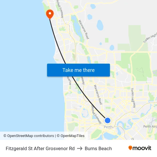 Fitzgerald St After Grosvenor Rd to Burns Beach map