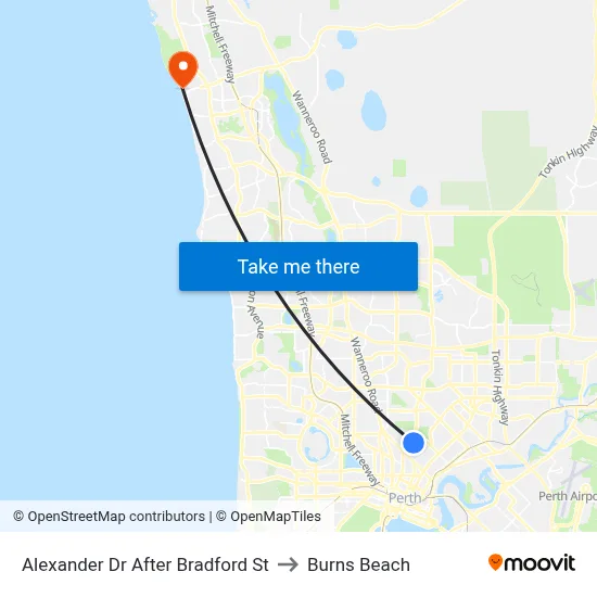 Alexander Dr After Bradford St to Burns Beach map