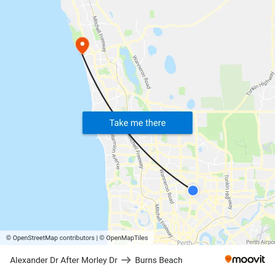 Alexander Dr After Morley Dr to Burns Beach map
