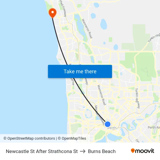 Newcastle St After Strathcona St to Burns Beach map