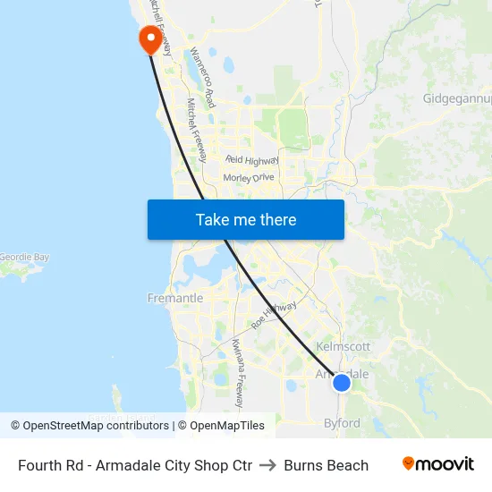 Fourth Rd - Armadale City Shop Ctr to Burns Beach map