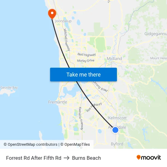 Forrest Rd After Fifth Rd to Burns Beach map