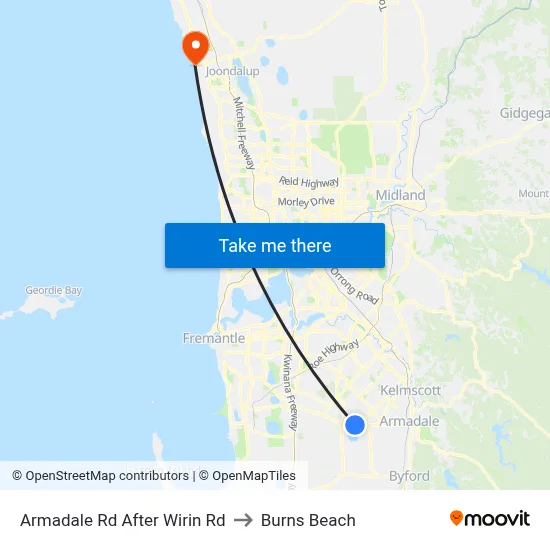 Armadale Rd After Wirin Rd to Burns Beach map