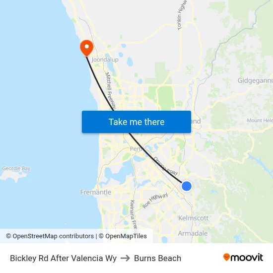 Bickley Rd After Valencia Wy to Burns Beach map