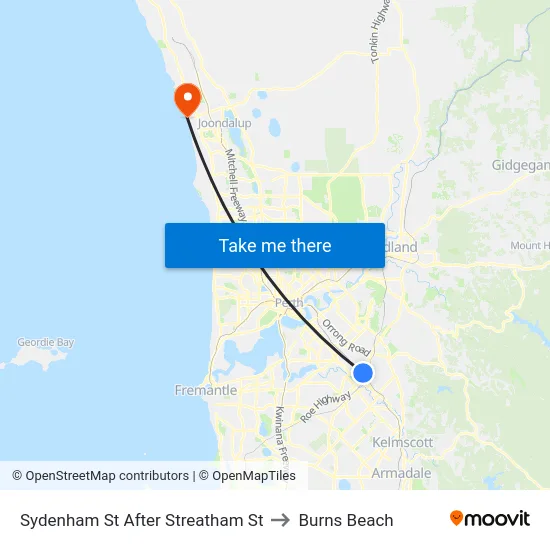 Sydenham St After Streatham St to Burns Beach map