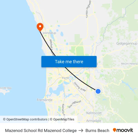 Mazenod School Rd Mazenod College to Burns Beach map