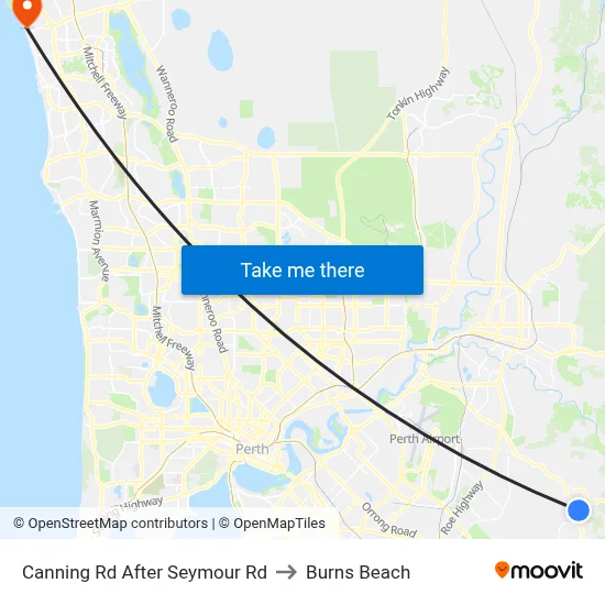 Canning Rd After Seymour Rd to Burns Beach map
