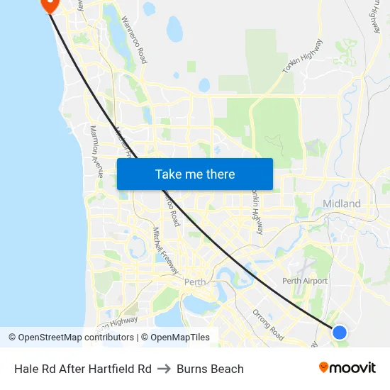 Hale Rd After Hartfield Rd to Burns Beach map