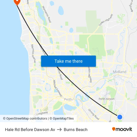 Hale Rd Before Dawson Av to Burns Beach map