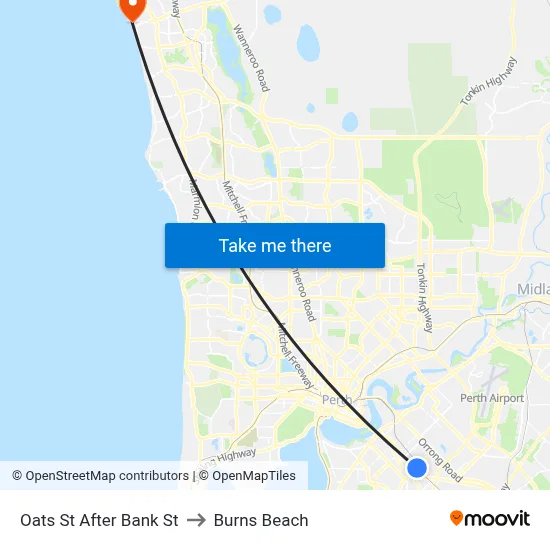 Oats St After Bank St to Burns Beach map