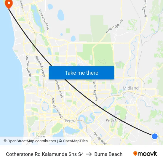 Cotherstone Rd Kalamunda Shs S4 to Burns Beach map