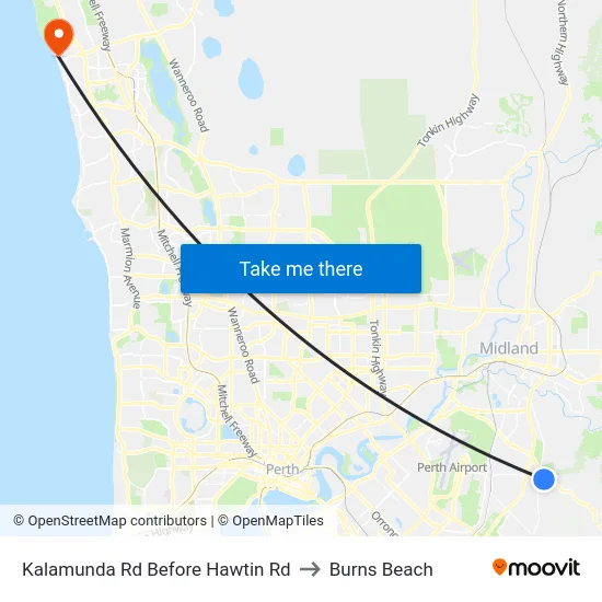 Kalamunda Rd Before Hawtin Rd to Burns Beach map