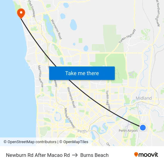 Newburn Rd After Macao Rd to Burns Beach map