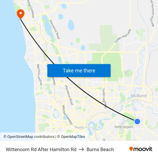 Wittenoom Rd After Hamilton Rd to Burns Beach map