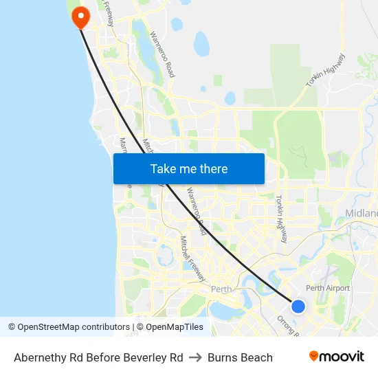 Abernethy Rd Before Beverley Rd to Burns Beach map