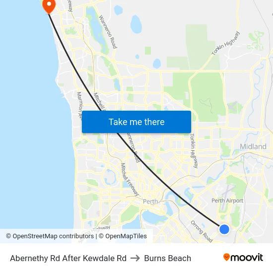 Abernethy Rd After Kewdale Rd to Burns Beach map