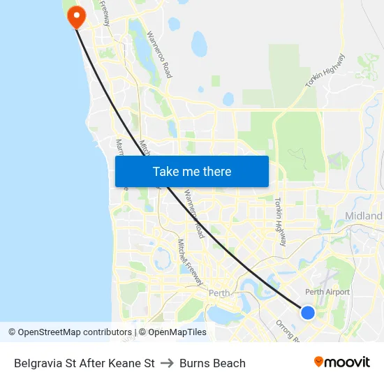 Belgravia St After Keane St to Burns Beach map