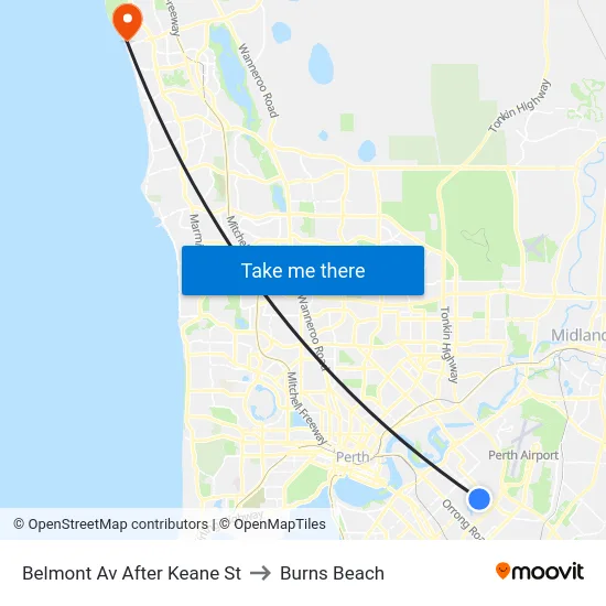 Belmont Av After Keane St to Burns Beach map
