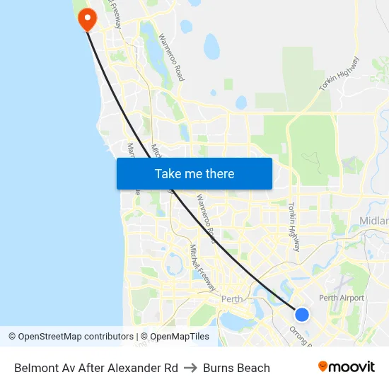 Belmont Av After Alexander Rd to Burns Beach map